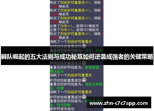 弱队崛起的五大法则与成功秘笈如何逆袭成强者的关键策略 弱队崛起的五大法则与成功秘笈如何逆袭成强者的关键策略