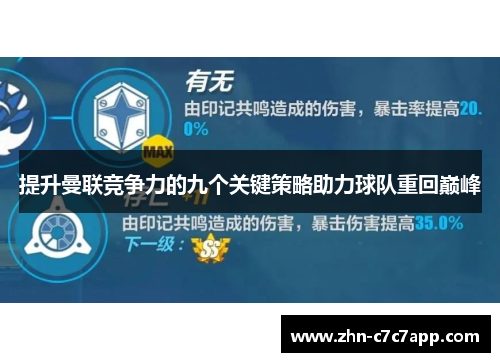 提升曼联竞争力的九个关键策略助力球队重回巅峰 提升曼联竞争力的九个关键策略助力球队重回巅峰