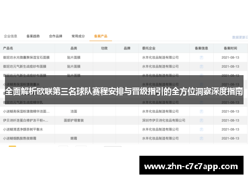全面解析欧联第三名球队赛程安排与晋级指引的全方位洞察深度指南 全面解析欧联第三名球队赛程安排与晋级指引的全方位洞察深度指南