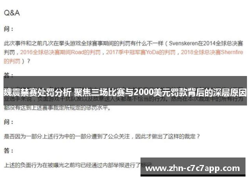 魏震禁赛处罚分析 聚焦三场比赛与2000美元罚款背后的深层原因 魏震禁赛处罚分析 聚焦三场比赛与2000美元罚款背后的深层原因